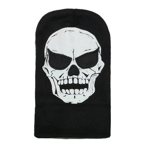 Bonnet En Tricot Acrylique Chaud Hiver Crâne Punk Streetwear Halloween Gothique Hip Hop Unisexe