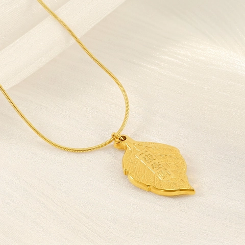 Collar Con Colgante De Hoja Acero Inoxidable Chapado En Oro Minimalista Joyería De La Suerte Para Mujer Elegante Estilo Simple