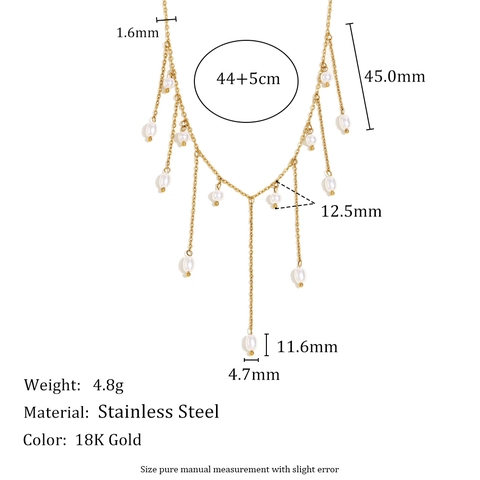 Collana Vintage Con Nappine In Acciaio Inossidabile Con Künstliche Perle Di Imitazione Placcata Oro 18K Gioielli Eleganti Da Donna