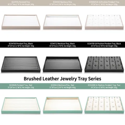 Brushed PU Leather Jewelry Display Organizer For Rings Necklaces Bracelets Pendants Showcase Storage Holders