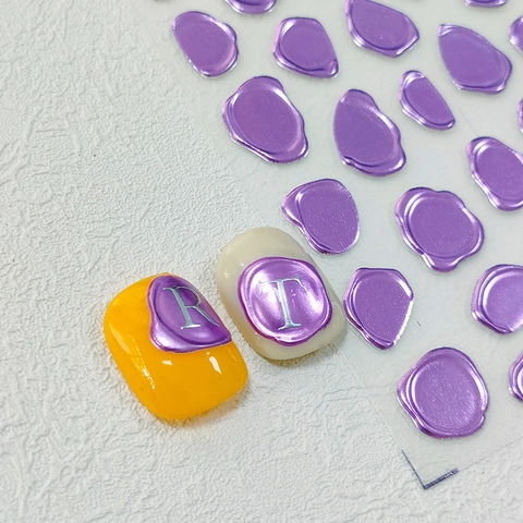 5D Stereo Nagelkunst Stickers Metalen Zegellak Stijl Zelfklevend Holografisch Reliëf DIY Nageldecoratie Voor Dames