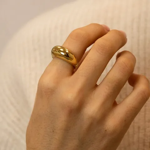 Minimalistischer Edelstahl Dome Ring Für Damen Hochglanzpoliert Chunky Bold Arc Shape Mode Einfacher Fingerschmuck Zubehör
