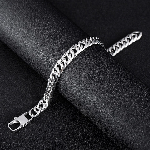 Bracciale A Catena In Acciaio Inossidabile Lucido Gioielli Di Moda Stile Hip Hop Punk Per Uomo