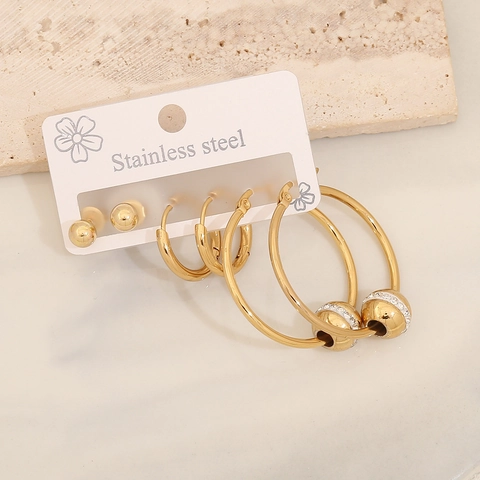 Geometric Rhinestone Heart Earrings Stainless Steel Stud And Hoop Earrings For Women Fashion Jewelry