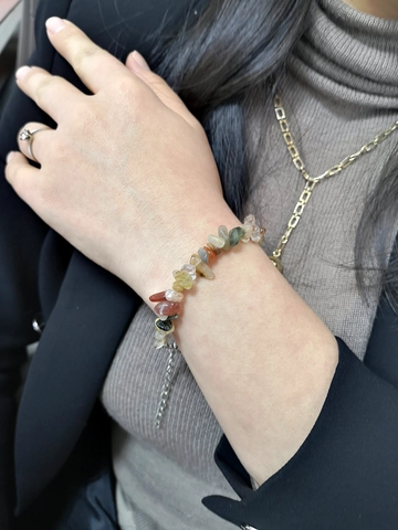 Natural Stone Chip Bracelet Irregular Gemstone Beads Adjustable Lobster Clasp Bohemia Style Women