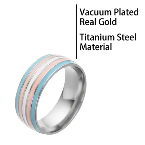 Titanium Steel Rainbow Stripes Ring For Men Women Vintage Personalized Niche Light Luxury Colorfast Band Ring Fashion Jewelry Gift