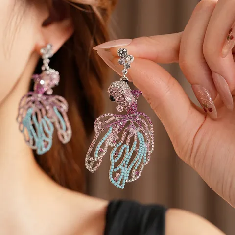 Pendientes Colgantes De Pez Dorado Vintage Con Diamantes De Imitación Aleación Joyería Y Poste De Plata Para Mujer