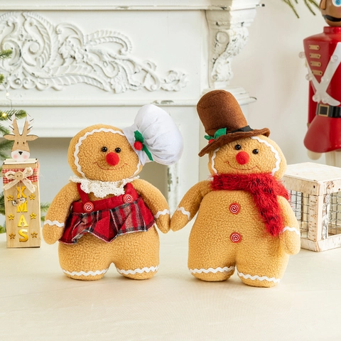 Weihnachts Lebkuchenmann Plüschpuppen Süße Gnom Tischdeko Fleece Feiertagsdeko Für Zuhause Xmas Geschenk