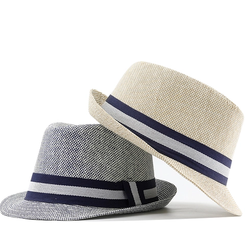 Cappello Fedora In Paglia Di Carta Unisex Traspirante Protezione Solare Estate Spiaggia Jazz Con Nastro A Righe