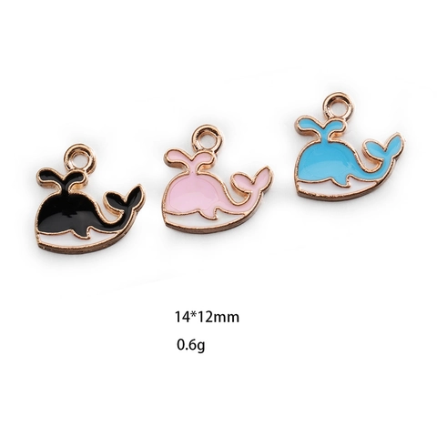 Dijes De Ballena De Esmalte Aleación Chapada En Oro Mini Dibujos Animados Gota De Aceite Colgantes Para DIY Pulsera Llavero