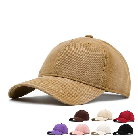 Gorra De Béisbol De Algodón Lavado Color Sólido Vintage Protección Solar Hebilla Metálica Ajustable Para Hombres Mujeres