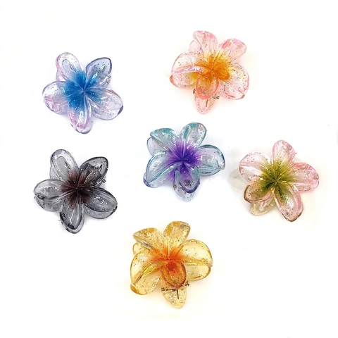 Pinces À Cheveux Fleur Plumeria Frangipanier Résine Style Dégradé Accessoires Décoratifs Pour Femmes Filles Tenue Plage Été