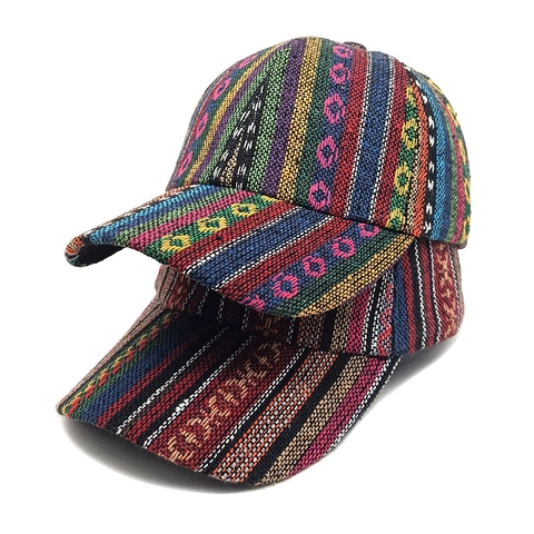 Bohemian Ethnic Style Woven Baseball Cap Retro Colorful Pattern Adjustable Sun Protection Outdoor Leisure Hat For Men Women