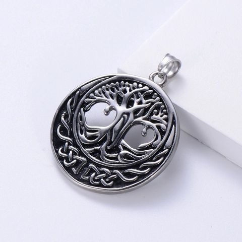 Collana Con Pendente Albero Della Vita Acciaio Inossidabile 304 Vichingo Nordico Nodo Celtico Gioielli Vintage Per Uomo Stile Retrò