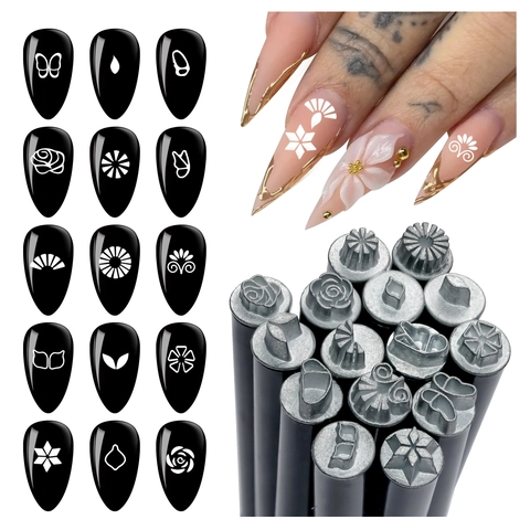 Professional Nail Art Stamping Tool With Metal Flower Butterfly Patterns For DIY Decoration Manicure Home Salon Use