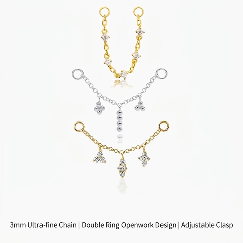 Minimalist 925 Sterling Silver Earring Post With Zirconia Gold Plated Chain Drop Link Dangle Jewelry For Women