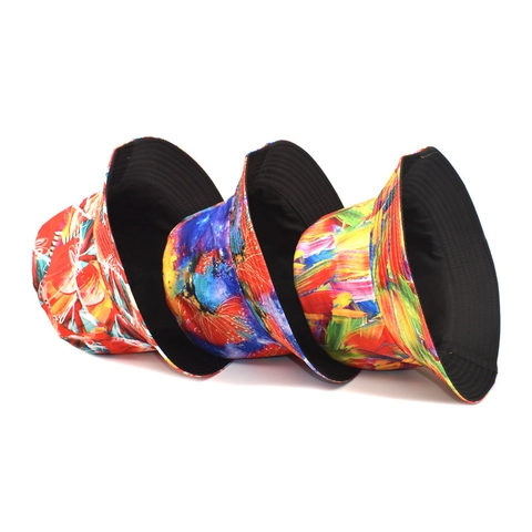 Abstract Oil Painting Print Bucket Hat Reversible Polyester Sun Protection Outdoor Streetwear Fashion For Men Women