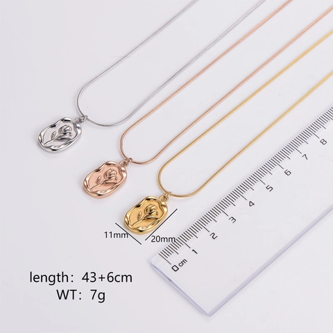 Collana Con Pendente Tulipano In Rilievo Acciaio Inossidabile Irregolare Vintage Retrò Catena A Serpente Per Donne Gioielli Regalo