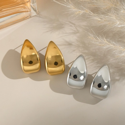 Teardrop Stud Earrings Stainless Steel 18K Gold Plated Hollow Geometric Waterdrop Minimalist Luxury Jewelry For Women