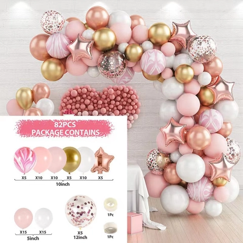 Balloon Arch Garland Kit Latex Metallic Confetti For Wedding Birthday Baby Shower Party Decoration Retro Elegant Style