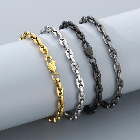Gioielli In Acciaio Inossidabile Collana E Bracciale Catena Chicco Di Caffè Muso Di Maiale Hip Hop Unisex