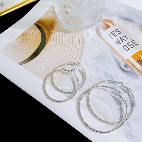 Orecchini a Cerchio in Rame Smerigliato Con Perno in Argento Sterling 925 Gioielli Minimalisti in Argento Tondi per Donna