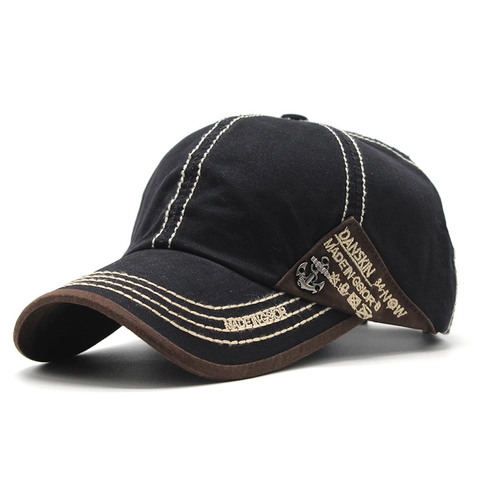 Cappello Da Baseball Vintage In Cotone Con Distintivo In Metallo Ancora Cuciture A Contrasto Regolabile Retro Sole