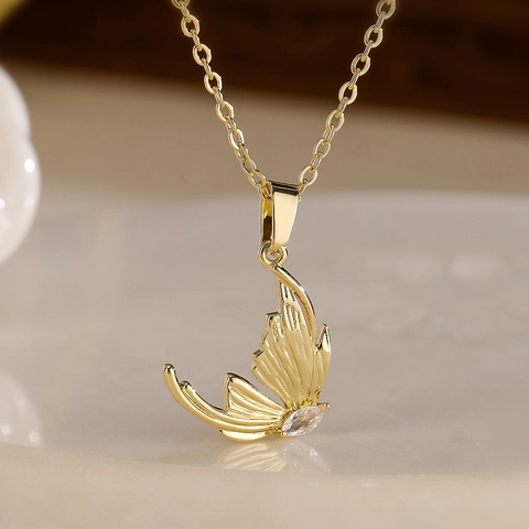 Vleugel Vlinder Hanger Ketting Koper Zirkoon Minimalistisch Elegant Sleutelbeen Ketting Sieraden Vrouwen