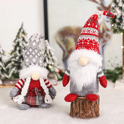 Weihnachtszwerg Plüsch Dekoration Nordische Tomte Puppe Mit Strickmütze Langem Bart Zöpfen Für Zuhause Feiertag Party Deko