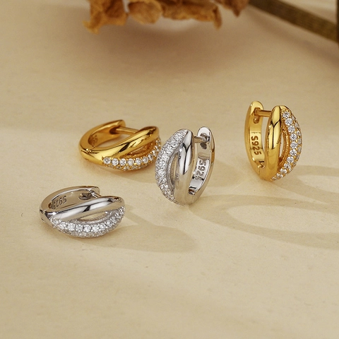 Luxus S925 Sterlingsilber Zirkonia Hoop Ohrringe 18K Vergoldet Mikro Inlay Geometrische Kreis Ohr Schnalle Mode Schmuck Für Damen