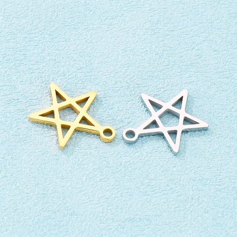 Star Charms Stainless Steel Hollow Five Pointed Star Pendants For DIY Jewelry Making Necklaces Earrings