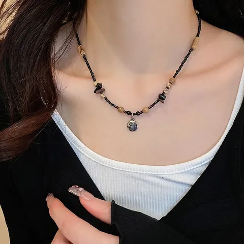 Vintage Kralen Ketting Met Legering Vlinder Ronde Munt Hanger Boheemse Etnische Stijl Sieraden Voor Dames