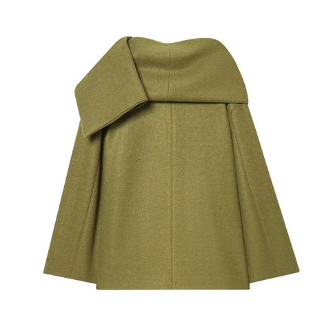 Cappotto in Lana da Donna con Collo a Sciarpa Tinta Unita Giacca Mantella Elegante con Bottoni e Tasche Streetwear Invernale