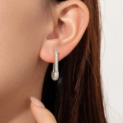 925 Sterlingsilber Strass Büroklammer Ohrstecker Für Damen Sicherheitsnadel Ohrringe Gold Silber Modeschmuck Geschenk