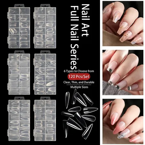 Transparent Traceless False Nail Tips High Flexible ABS Full Cover Manicure Accessories For DIY Professional Salon