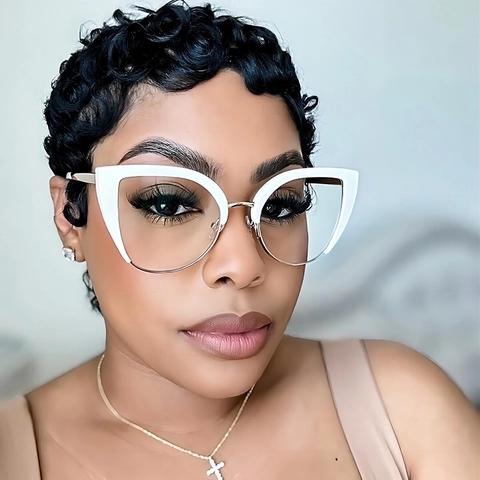 Cat Eye Glasses PC Metal Frame Blue Light Blocking Fashion Elegant Vintage Eyewear Women Anti Eye Strain Accessory