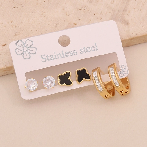 Edelstahl Ohrringe Creolen Stecker Strass Herz Blume Schmetterling Geometrisch Stern Modeschmuck Für Frauen