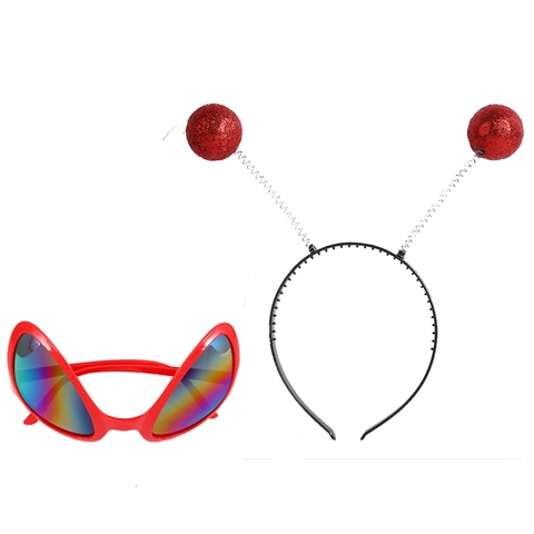 Alien Headband And Sunglasses Accessories Glitter Foam Ball Antenna Martian Halloween Cosplay Party Novelty For Kids