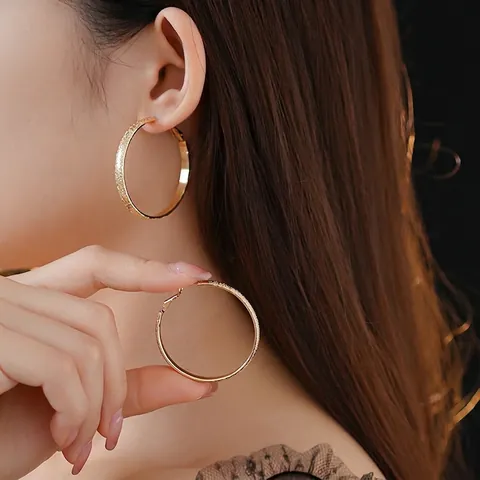 Orecchini A Cerchio Lega Tondi Geometrici Testurizzati Minimalisti Con Perni In Argento Gioielli Di Moda Per Donna