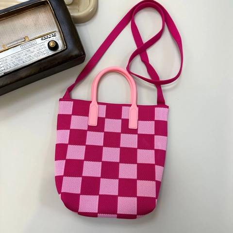 Sac À Main Tricoté À Damier Design Niche Coréen Rétro Sac Bandoulière En Polyester Pour Femmes Quotidien