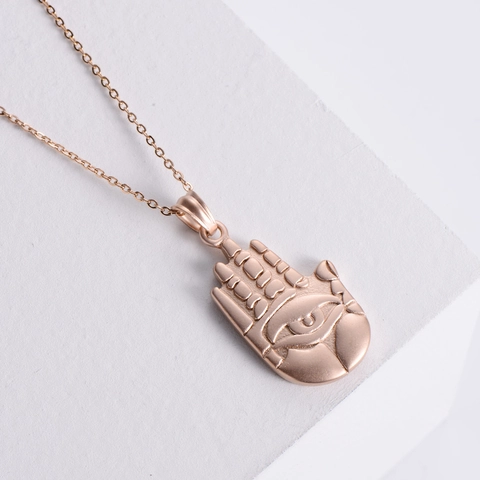 Hamsa Hand Teufelsauge Anhänger Halskette 304 Edelstahl Roségold Beschichtet Gothic Fatima Hand Schmuck Für Damen