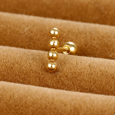 Edelstahl Perlen Ohrstecker Goldfarbe Geometrisch Kreuz Bogen Helix Knorpel Piercing Schraubverschluss Schmuck