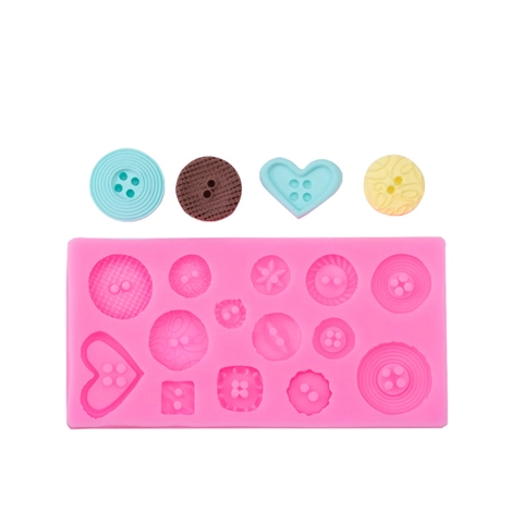 Button Shapes Silicone Mold For Fondant Cake Decoration Resin Clay DIY Craft Baking Tools