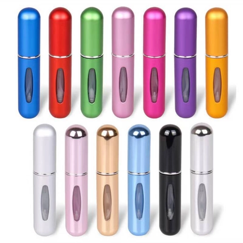 Refillable Perfume Atomizer Bottom Fill Spray Bottle Portable Travel Aluminum Visible Window Mini