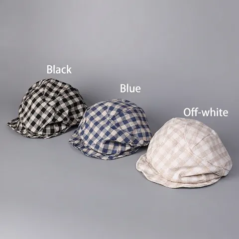 Cappello Newsboy A Quadri Donna Lyocell Lino Berretto Traspirante Con Visiera Modellabile Pieghevole Regolabile