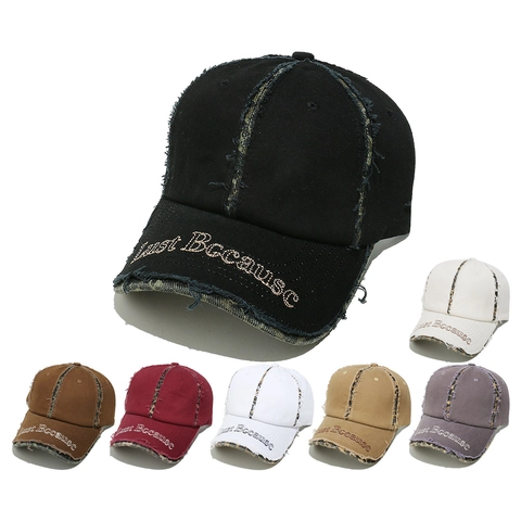 Casquette De Baseball Vieillie Pur Coton Patchwork Léopard Broderie Just Because Style Street Vintage Unisexe