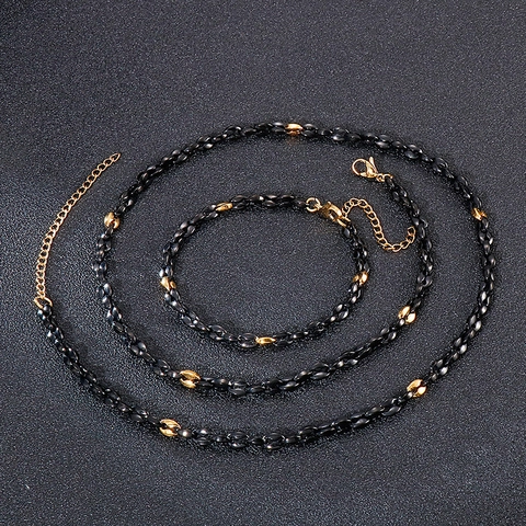 Collier Et Bracelet À Maillons Grain De Café En Acier Inoxydable Bijoux De Mode Hip Hop Design De Niche Pour Hommes Femmes
