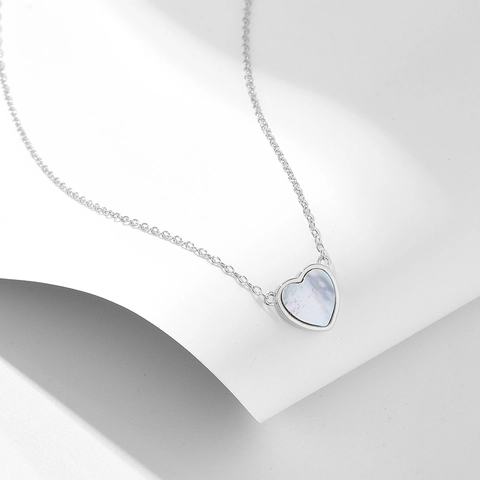 925 Sterlingsilber Herz Anhänger Halskette Für Damen Weiße Perlmutt Muschel Eingelegt Gold Silber Galvanisiert Schmuck Geschenk
