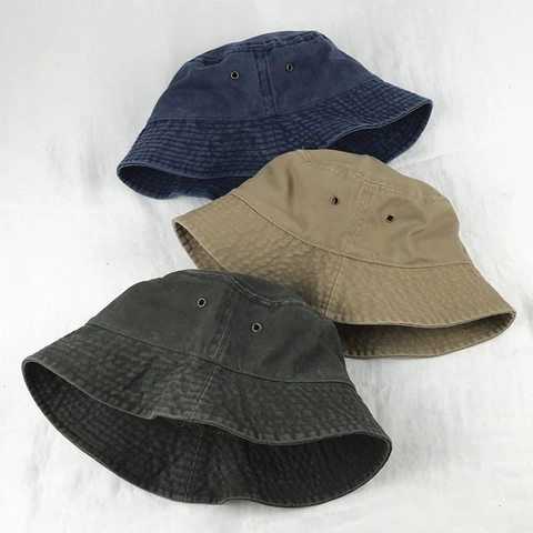 Bucket Hat Washed Cotton Retro Foldable Breathable Sun Protection Short Brim Outdoor For Men Women