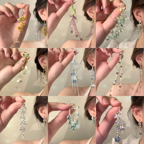Orecchini Pendenti Con Nappa Fiore Dipinto Perle Vetro Con Perno In Argento Sterling 925 Stile Fata Donna